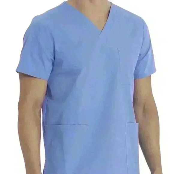 NWT Scrubstar Unisex V-Neck Scrub Top Size L 3-Pocket 2-Way Stretch Ciel Blue - Picture 6 of 10